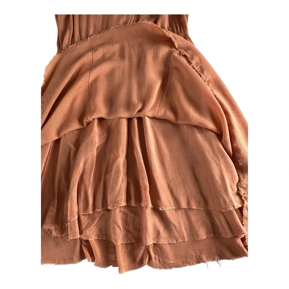Free People Paige Mini Dress Flowy Crochet Lace Coral Sands Floral Sz Small
